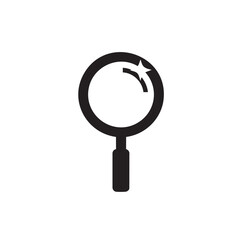 Simple Black Magnifying Glass Icon with Sparkle Detail