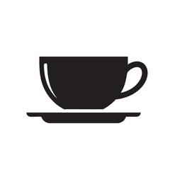 Simple Black Silhouette of a Coffee Cup and Saucer