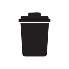 Simple Black Silhouette of a Trash Can with Lid