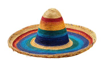 Colorful straw sombrero against black background