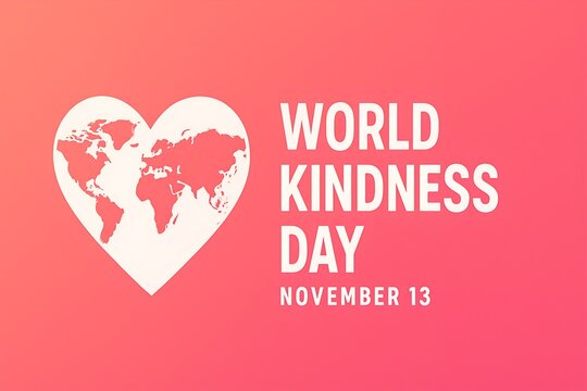 World kindness day illustration with heart shaped world map on pink background - Powered by Adobe