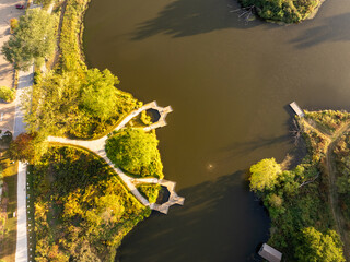  Aerial Top Down View of Northside Park Wheaton Illinois in Vibrant Fall Colors 2025 