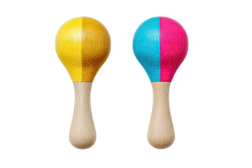 Two colorful wooden maracas (2)