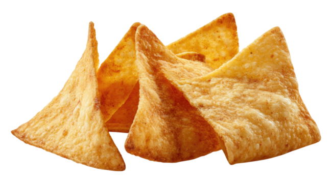 Close-up of triangular tortilla chips
