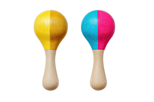 Two colorful wooden maracas (2)