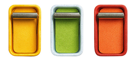 Colorful Paint Rollers in Various Shapes and Styles on Transparent Background