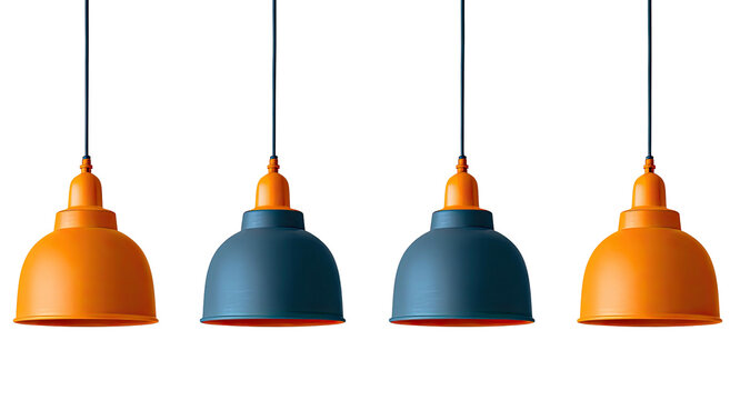 Four pendant lamps, alternating colors