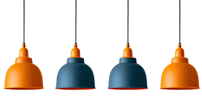 Four pendant lamps, alternating colors
