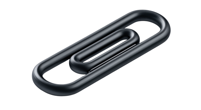 3D paperclip graphic, dark gray