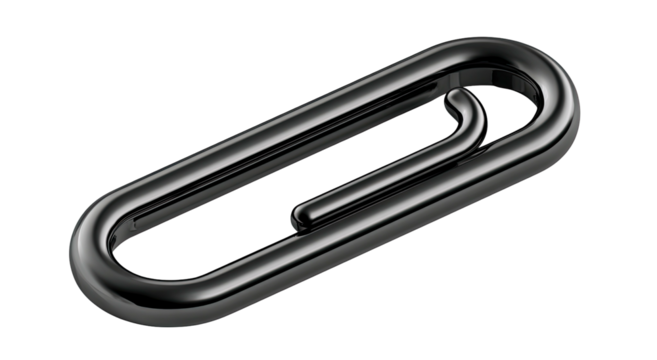 3D render of a black paperclip - Powered by Adobe