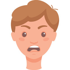 Angry Young Man Face With Brown Hair And Open Mouth Expressing Frustration And Shock Against White Background Isolated Portrait
