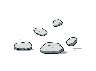 Cartoon illustration of scattered stones