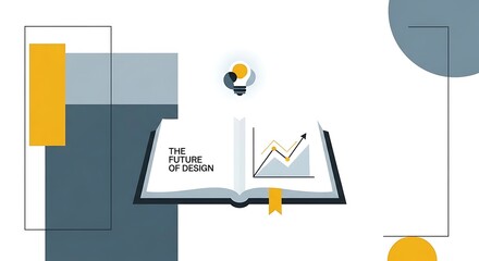 Open Book with Graph and Geometric Shapes Representing Business and Education.