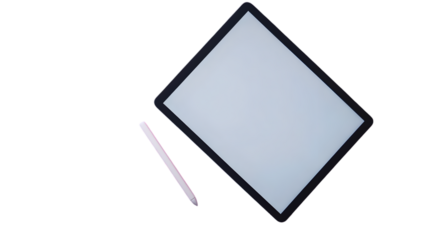 Sleek tablet with stylus isolated on transparent background, perfect for digital art and creative projects