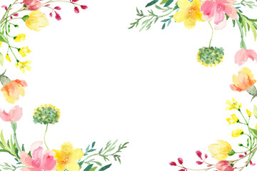 Watercolor flowers background vector for design.
