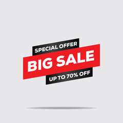 3D Red Big Sale Banner – Special Offer 70% Off