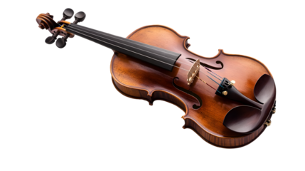Elegant violin isolated on transparent background, showcasing its craftsmanship and timeless appeal in a simple composition