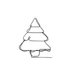 continuous line drawing christmas tree