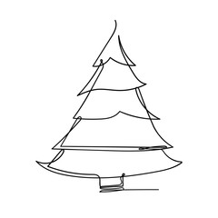 continuous line drawing christmas tree