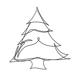 continuous line drawing christmas tree