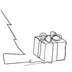 continuous line drawing christmas tree