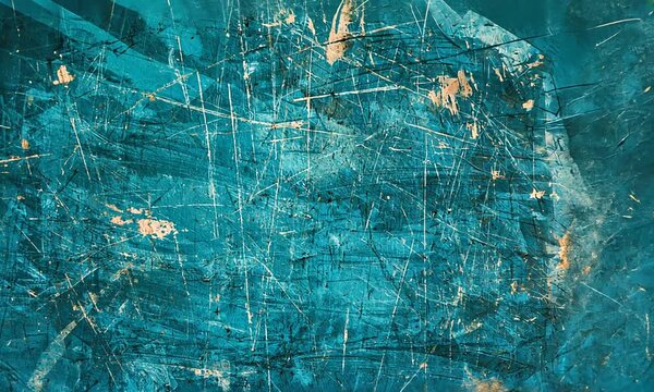 Textured Teal Surface with Numerous Scratches and Imperfections grunge abstract