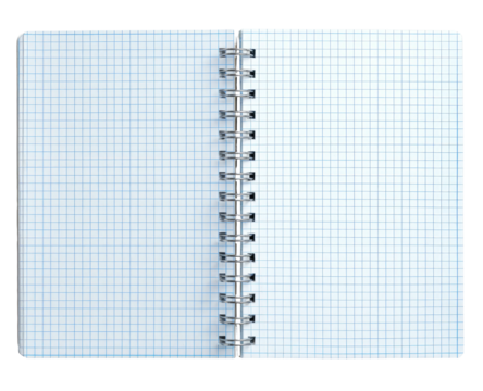 Open spiral-bound notebook with grid paper (3)