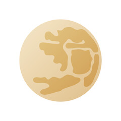 Minimal beige planet vector with abstract land shapes and soft gradients, representing a stylized moon or alien world in flat modern design.