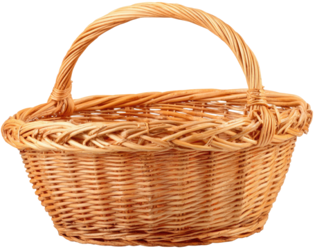 A light brown wicker basket with a handle (1)