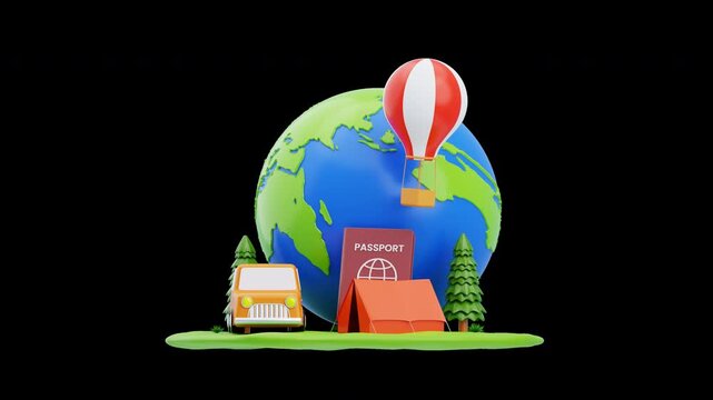 3d animation of travel and adventure world