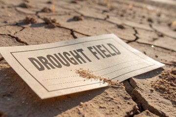 A printed Drought Field report card resting on cracked earth