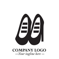 Minimal Flat Shoes Logo Symbol in Black on White Background with Elegant and Modern Design