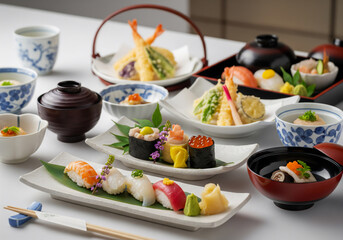 豪華和食の饗宴：新鮮な寿司と天ぷらを楽しむ日本の美食体験