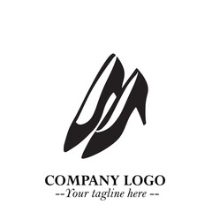 Minimal Flat Shoes Logo Symbol in Black on White Background with Elegant and Modern Design