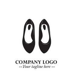 Minimal Flat Shoes Logo Symbol in Black on White Background with Elegant and Modern Design
