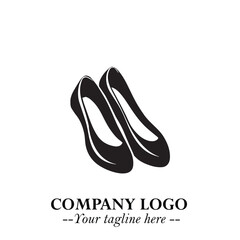 Minimal Flat Shoes Logo Symbol in Black on White Background with Elegant and Modern Design