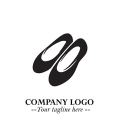 Minimal Flat Shoes Logo Symbol in Black on White Background with Elegant and Modern Design