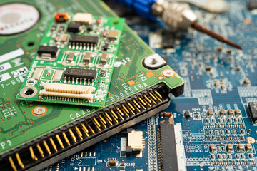 Repairing and upgrade mobile phone, electronic, computer hardware and technology concept.