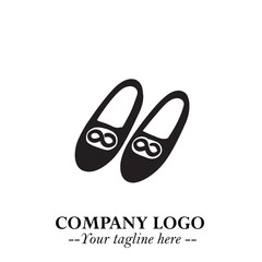 Minimal Flat Shoes Logo Symbol in Black on White Background with Elegant and Modern Design