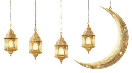 Crescent moon and hanging lanterns