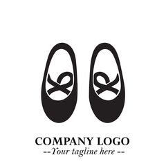 Minimal Flat Shoes Logo Symbol in Black on White Background with Elegant and Modern Design