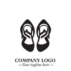 Minimal Flat Shoes Logo Symbol in Black on White Background with Elegant and Modern Design