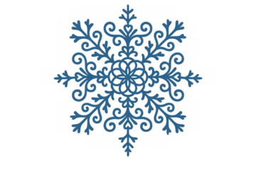 Ornate blue snowflake isolated on transparent background