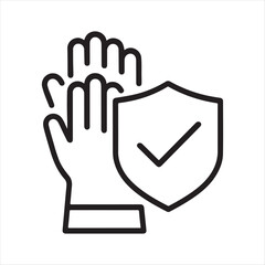 Obraz premium Icon representing safety and protection with gloves and a shield symbol indicating security and assurance