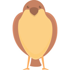 Brown Sparrow Bird Icon Standing Facing Forward With Transparent Background Minimalist Graphic Design Cute Cartoon Style Simple Flat Vector Illustration