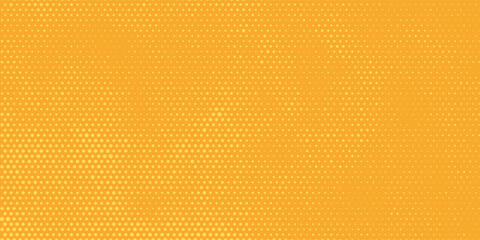 Yellow orange halftone pattern. Retro comic gradient background. Square pixilated dot cartoon texture.