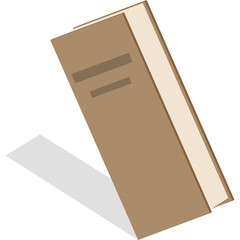 Brown Hardcover Book Standing Casually with its Shadow on a Transparent Background Iconic Symbol of Knowledge and Education Detailed Isometric Illustration