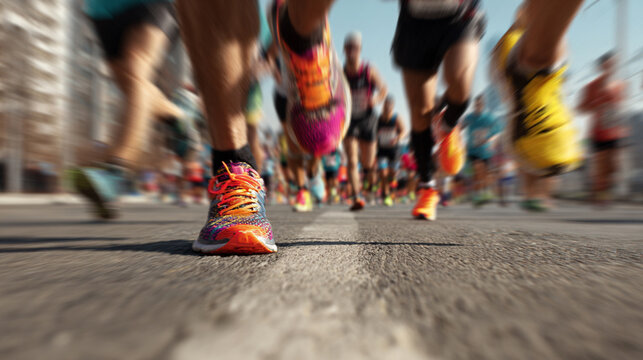 Blurred image of a marathon runner for health reasons