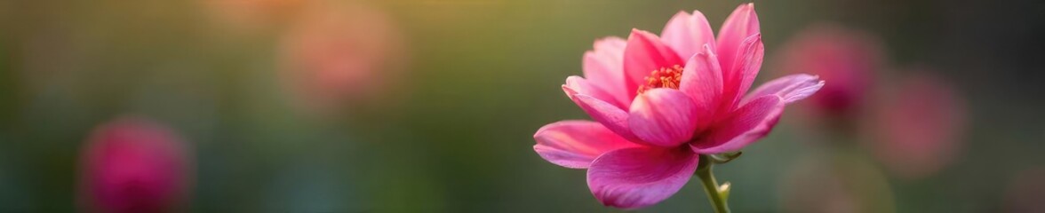 A single, perfectly formed blossom, vibrant and radiant against a soft, blurred background Its delicate petals showcase the beauty of nature's artistry in a tranquil scene , wildlife, grace, radiant