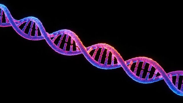 Abstract DNA double helix structure in blue and pink colors  